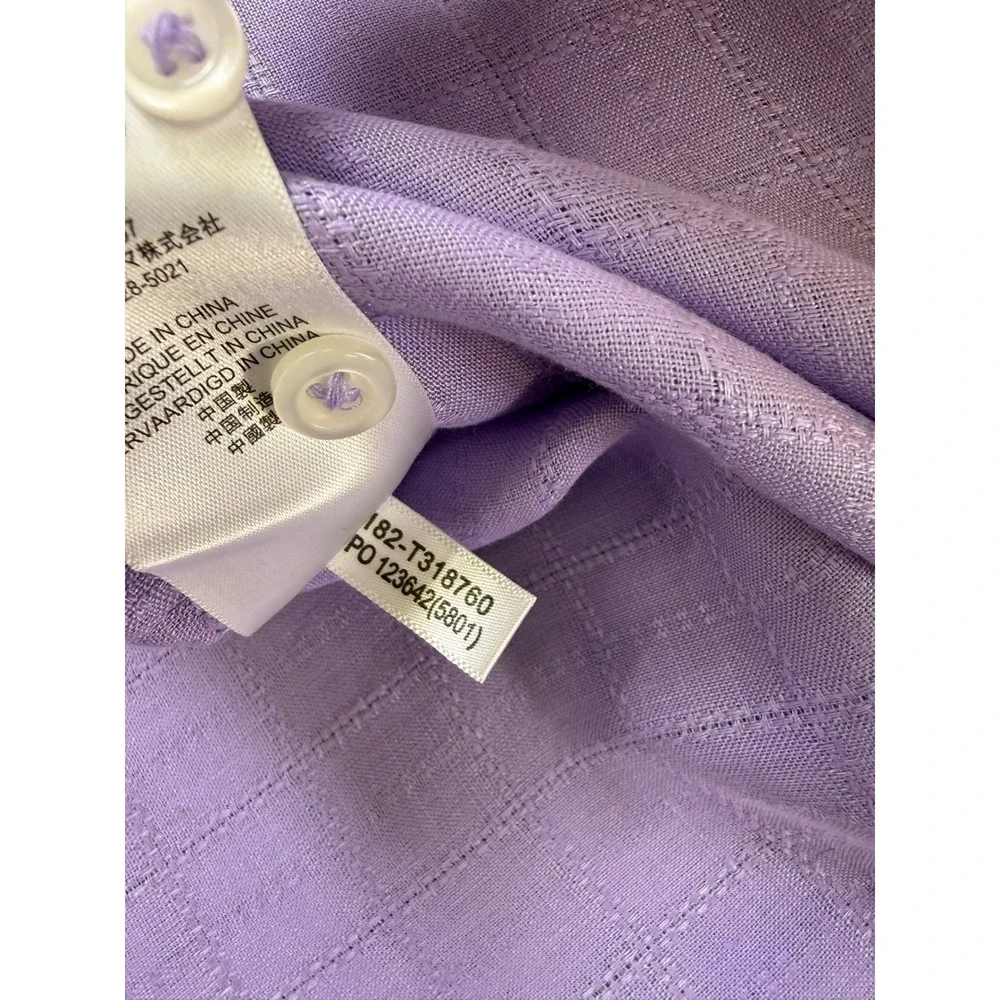 Tommy Bahama Mens Purple 100% Linen Grid‎ Button Up Shirt Large Long Sleeve